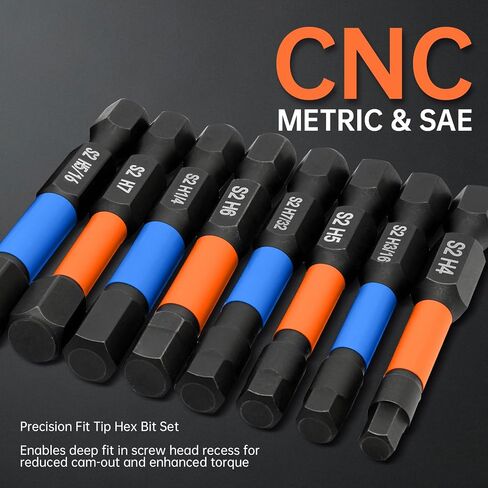 Allen Wrench Drill Bit Set 25pcs Hex Bit Set, Impact Driver Bit Set, Screwdriver Bit Set, Allen Wrenches Sets, 4" Long Metric&SAE 1/4" Hex Shank Magnetic Allen Key Drill Bits Sets with Storage Box in Kuwait