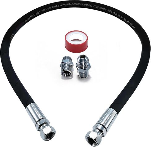 40-inch Air Compressor Jumper Hose-1/4 Female JIC 37° x 1/4 Female JIC 37° | Industrial Grade 2898 PSI,Two adapters (1/4 Female JIC 37° to 1/4 NPT Male),360° Swivel JIC Female Ends,Steel Mesh in Kuwait