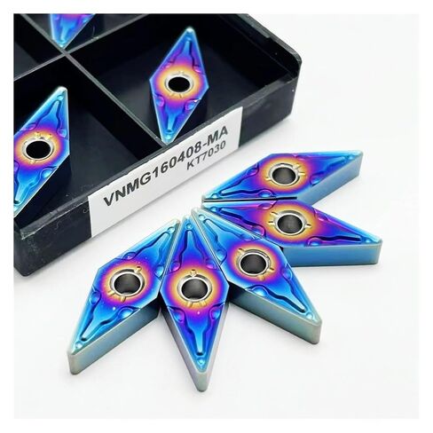 Indexable Lathe Carbide Insert 10PCS VNMG160404 VCMT160408 KT7030 Hard Alloy Tool Cutting Turning Applies to Stainless Steel(VCMT 160408 KT7030) in Kuwait