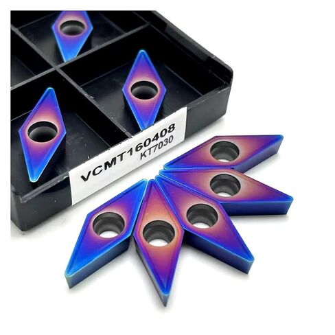 Indexable Lathe Carbide Insert 10PCS VNMG160404 VCMT160408 KT7030 Hard Alloy Tool Cutting Turning Applies to Stainless Steel(VCMT 160408 KT7030) in Kuwait