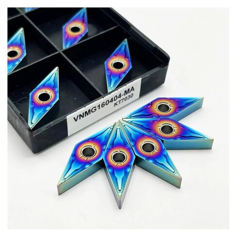 Indexable Lathe Carbide Insert 10PCS VNMG160404 VCMT160408 KT7030 Hard Alloy Tool Cutting Turning Applies to Stainless Steel(VCMT 160408 KT7030) in Kuwait