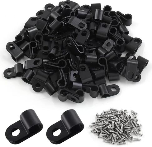 100 Pack R-Type White Wire Clamp, 3/16 Inch Nylon Clip Cable Fastener Wire Clamp with 100 Pack Screws for Wire Management in Saudi Arabia