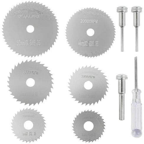 6-Pack HSS Saw Disc Wheel Cutting Blades with 2-Pack 1/8", 1Pcs 1/4" Round Shank Compatible with Multiple Brand Rotary Drill Machine in Kuwait