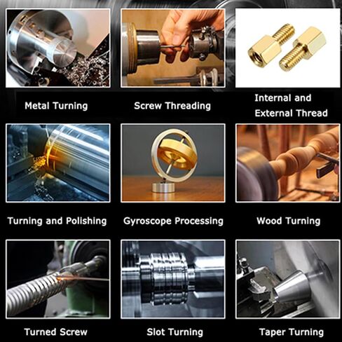 INTSUPERMAI Mini Metal Lathe 8"*29.5" Dual Chuck Double Head Metal Lathe Inch Thread Auto Feed MT3/MT2 Tapers High Accuracy With Grating Ruler Digital Readout 110V in Kuwait