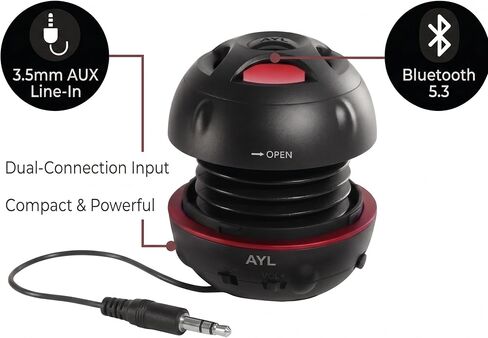 AYL Mini Speaker System, Portable Plug in Speaker with 3.5mm Aux Audio Input, External Speaker for Laptop Computer, MP3 Player, iPhone, iPad, Cell Phone (Black) in Saudi Arabia