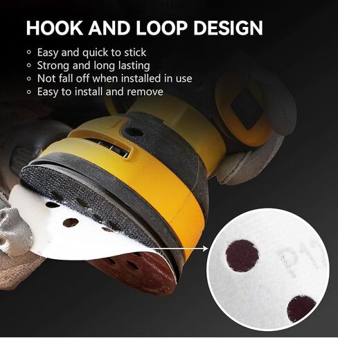 300PCS 5" Hook & Loop Sanding Discs, 8 Hole, P40-P400 Assorted | random orbital sander pads, wood metal automotive finishing, workshop sanding supply kit in Kuwait