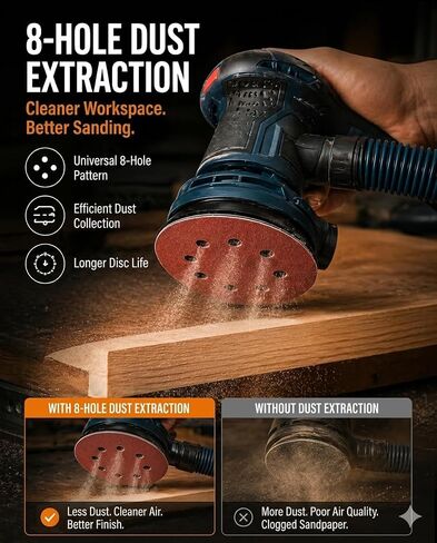 300PCS 5" Hook & Loop Sanding Discs, 8 Hole, P40-P400 Assorted | random orbital sander pads, wood metal automotive finishing, workshop sanding supply kit in Kuwait