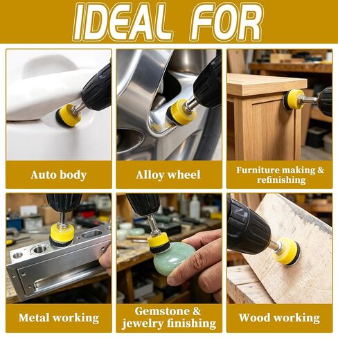 410 PCS 1 Inch Sanding Disc Hook and Loop Wet Dry Sandpaper Polishing Kits Sanding Pads with 1/4" 1/8" Shank Assorted Grit 40-800 for Dremel Rotary Tool Accessories for Wood Metal Jewelry Resin in Kuwait