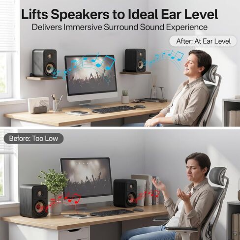 Universal Speaker Wall Mount for JBL, Bose, Sony, Sonos, Logitech, Roku Speaker Mount, Adjustable Wall Shelf for Most of Speaker Shelf, Wooden Floating Wall Shelves with Hardware Kit, Set of 2 in Saudi Arabia