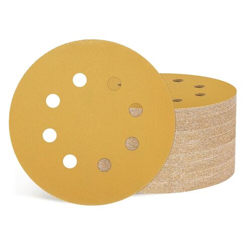 50 Pcs Sanding Disc 5 Inch 320 Grit 5 Hole Hook and Loop Random Orbital Sandpapers Suitable for Drywall Sander Wood Metal Furniture, Yellow in Kuwait