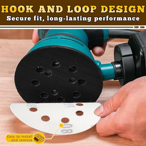 5 Inch Hook and Loop Sanding Discs, 50 Pack 8 Hole, 9 Mixed Grits | 60 80 120 180 240 320 400 600 800 Grit Hook and Loop Sandpaper for Random Orbital Sander in Kuwait