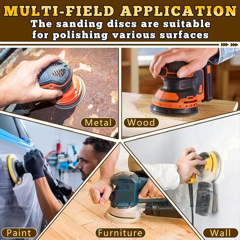 5 Inch Hook and Loop Sanding Discs, 50 Pack 8 Hole, 9 Mixed Grits | 60 80 120 180 240 320 400 600 800 Grit Hook and Loop Sandpaper for Random Orbital Sander in Kuwait