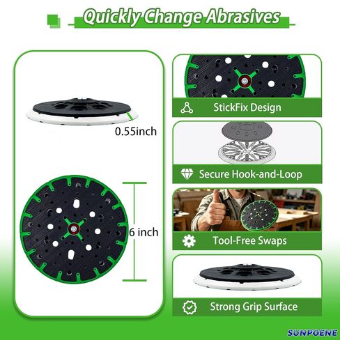 Upgraded for Festool ETS 150 Sanding Pad 202460 Hard 6 inch (150mm) | Fits ETS 150, ETSC 150, ETS EC 150, LEX 150, WTS 150, 17/48-Hole ST-STF D150/MJ2-M8-H-HT Pad, Heat Resistant Hook and Loop in Kuwait
