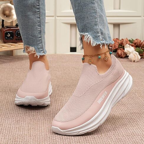 Durable Slip-on Walking Shoes for Women with Thick Sole for Support and Traction-Fen in Kuwait