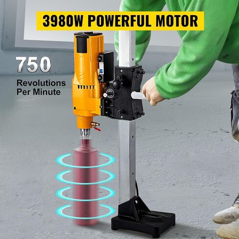 205mm Vertical Diamond Core Drill Rig Stand 3980W Heavy Duty Engineering Bench Wet Dry Concrete Marble Drilling Machine in Kuwait