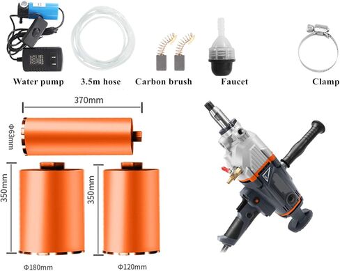 Core Machine 200mm Concrete Machine 4300W Wet Handheld Electric Core Drill with Water Pump 220V for Concrete Cement Wall Red Brick in Kuwait