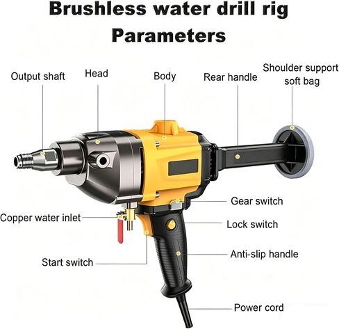 2300W Air Conditioner Hole Drilling Machine, 1200r/min Handheld Concrete Core Drill Machine with Water Pump & 2pcs Drill Bits in Kuwait