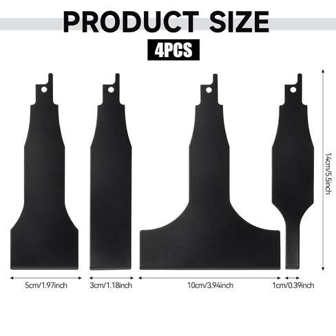 4 Pcs Reciprocating Saw Scraper Blade, High Carbon Steel Scraping Tool, Multifunctional Tile Cleaning Tools for Removing Tile Grout Glue Adhesives Wall Cleaning Metal Derusting (Black) in Kuwait