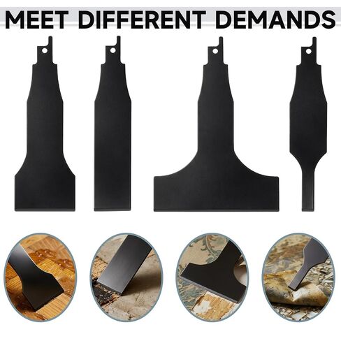 4 Pcs Reciprocating Saw Scraper Blade, High Carbon Steel Scraping Tool, Multifunctional Tile Cleaning Tools for Removing Tile Grout Glue Adhesives Wall Cleaning Metal Derusting (Black) in Kuwait