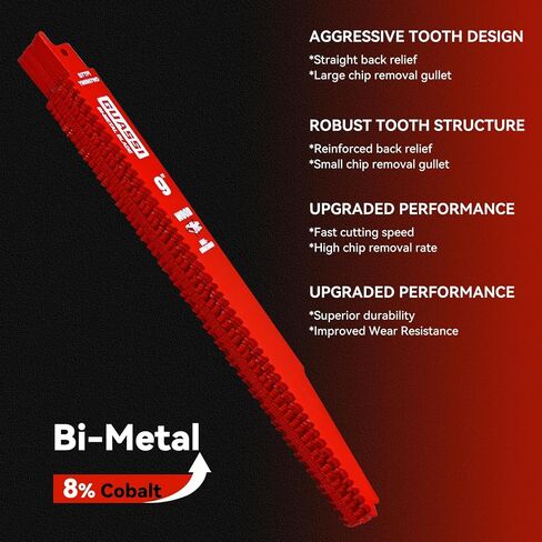 12 Pack 9 inch Reciprocating Saw Blade Set, Various TPI Bi-Metal Sawzall Blades for Wood, Metal and PVC Cutting, Durable Sawzall Blades for Multi-Material Demolition and Cutting, for Diablo in Kuwait