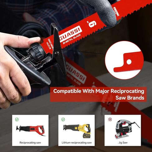 12 Pack 9 inch Reciprocating Saw Blade Set, Various TPI Bi-Metal Sawzall Blades for Wood, Metal and PVC Cutting, Durable Sawzall Blades for Multi-Material Demolition and Cutting, for Diablo in Kuwait