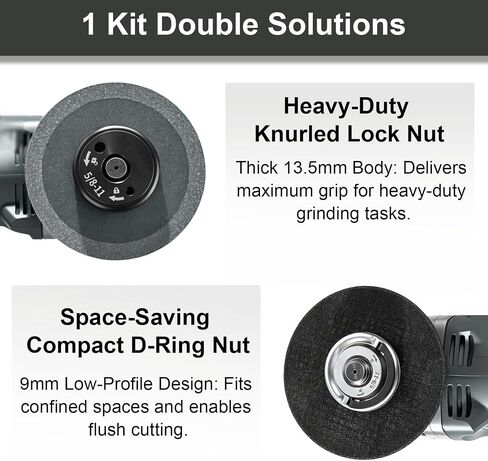 Angle Grinder Flange Nut Set, 5/8-11, Silver and Black, 2 Pack | Tool-Free Quick Release Lock Kit, Milwaukee Grinder in Kuwait
