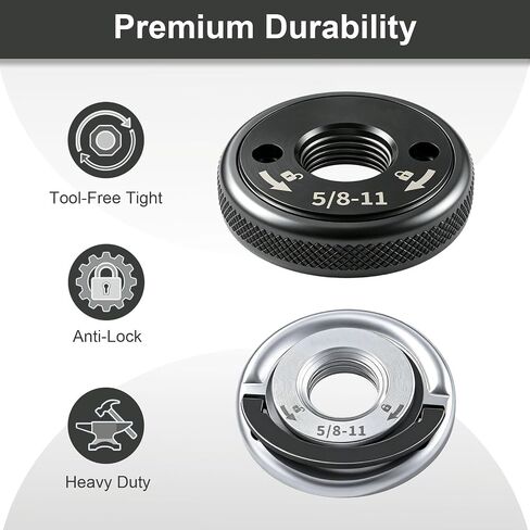 Angle Grinder Flange Nut Set, 5/8-11, Silver and Black, 2 Pack | Tool-Free Quick Release Lock Kit, Milwaukee Grinder in Kuwait