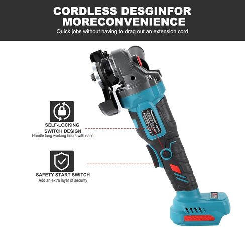 Brushless 5" Angle Grinder for Makita 18V Battery, 3-Speed, Overload | 125mm Cut Off Tool for Metal Cutting, Grinding, Polishing in Kuwait