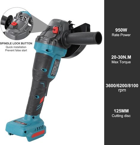 Brushless 5" Angle Grinder for Makita 18V Battery, 3-Speed, Overload | 125mm Cut Off Tool for Metal Cutting, Grinding, Polishing in Kuwait