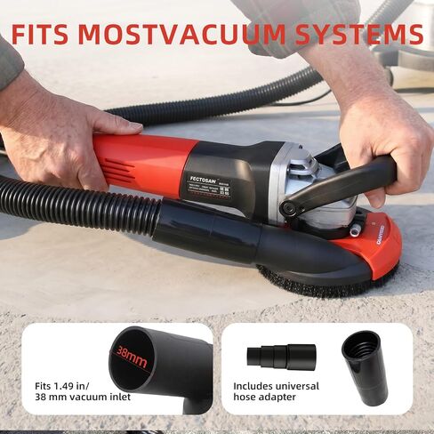 1100W Dustless Concrete Grinder, 5-Inch Surface Grinding Tool with Vacuum Dust Collection, 6-Speed Variable Control (1100-4200 RPM), Diamond Cup Wheel for Concrete, Masonry & Coating Removal in Kuwait
