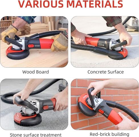 1100W Dustless Concrete Grinder, 5-Inch Surface Grinding Tool with Vacuum Dust Collection, 6-Speed Variable Control (1100-4200 RPM), Diamond Cup Wheel for Concrete, Masonry & Coating Removal in Kuwait