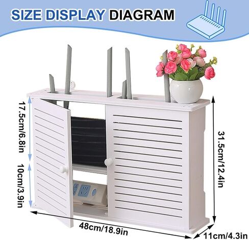 Double Door Shutter WiFi Storage Box,White Floating Shelves, Shutter WiFi Storage Box, Router Modem Wall Mount, Wall Mount WiFi Router Storage Box in Saudi Arabia