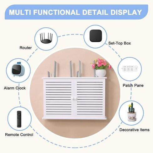 Double Door Shutter WiFi Storage Box,White Floating Shelves, Shutter WiFi Storage Box, Router Modem Wall Mount, Wall Mount WiFi Router Storage Box in Saudi Arabia
