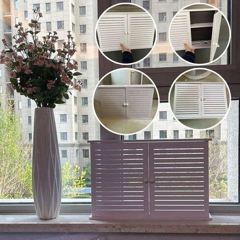 Double Door Shutter WiFi Storage Box,White Floating Shelves, Shutter WiFi Storage Box, Router Modem Wall Mount, Wall Mount WiFi Router Storage Box in Saudi Arabia