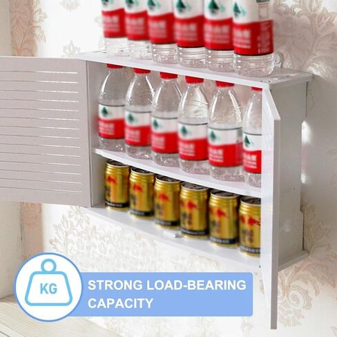 Double Door Shutter WiFi Storage Box,White Floating Shelves, Shutter WiFi Storage Box, Router Modem Wall Mount, Wall Mount WiFi Router Storage Box in Saudi Arabia