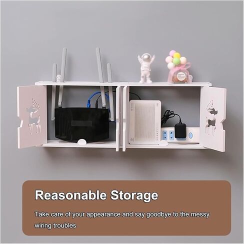 Double Door Bracket Wall Mount, Cable Organizer Box, Router Shelf Wall Mount WiFi Router Storage Box, Blinds Decoration Floating, Floating Wall Shelf, Desktop Storage Cabinet in Saudi Arabia
