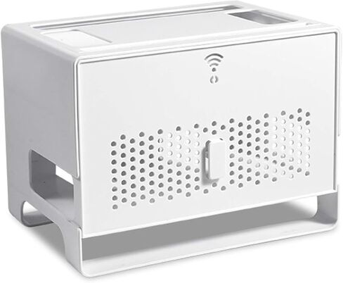 Large WiFi Wireless Router Storage Box Cable Organizer Floating Shelf White PVC,TV Lower Plug-in Shielding Box Set-top Box(Gray) in Saudi Arabia