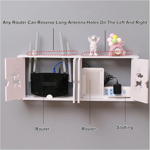 Double Door Bracket Wall Mount, Cable Organizer Box, Router Shelf Wall Mount WiFi Router Storage Box, Blinds Decoration Floating, Floating Wall Shelf, Desktop Storage Cabinet in Saudi Arabia