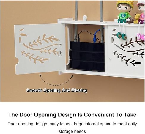 Double Door Bracket Wall Mount, Cable Organizer Box, Router Shelf Wall Mount WiFi Router Storage Box, Blinds Decoration Floating, Floating Wall Shelf, Desktop Storage Cabinet in Saudi Arabia