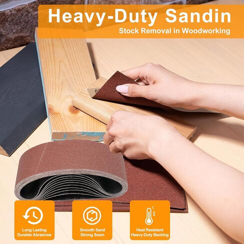 Long-Lasting 3x21 Belt Sander Sanding Belts 80 grit - Premium Abrasive Belts for Efficient Wood Sanding & Metal Grinding - Aluminum Oxide Sanding Belts for Belt Sander(10pcs) in Kuwait