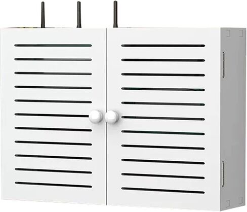 Large WiFi Wireless Router Storage Box Cable Organizer Floating Shelf White PVC,TV Lower Plug-in Shielding Box Set-top Box(55x9x40cm) in Saudi Arabia