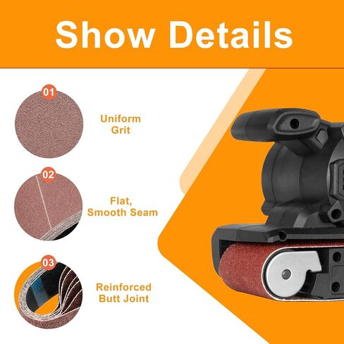 Long-Lasting 3x21 Belt Sander Sanding Belts 80 grit - Premium Abrasive Belts for Efficient Wood Sanding & Metal Grinding - Aluminum Oxide Sanding Belts for Belt Sander(10pcs) in Kuwait