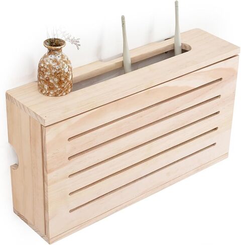 Wooden Router Shelf Wall Mount WiFi Router Storage Box Cable Management and Organizing Box for Office and Home(42cm) in Saudi Arabia