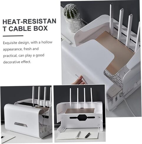 Hollowed Router Storage Case Desk Cable Management Box Material Tidy Home Accessories in Kuwait