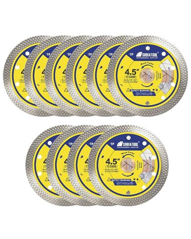 SHDIATOOL 5PCS 4-1/2 Inch X Mesh Diamond Tile Blade for Angle Grinder | Super Thin Turbo Rim | Wet & Dry Cutting | 7/8" Arbor | For Porcelain, Ceramic, Marble & Granite in Kuwait