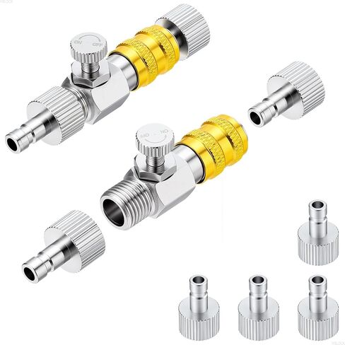 1/8" BSP Airbrush Quick Release Coupler with Air Flow Control Valve | Self-Locking Male Female Adapter for Airbrush Hose, Air Compressor for Painting in Kuwait