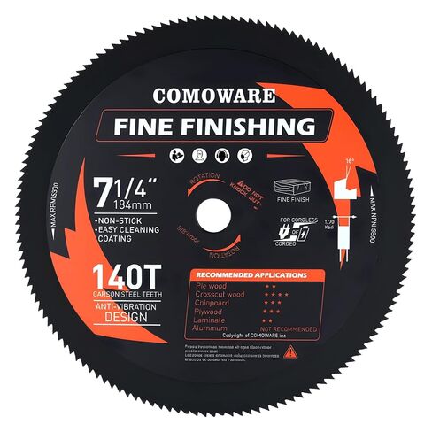 COMOWARE 7 1/4“ Circular Saw Blade, 40T ATB Circular Saw Blade, 5/8" Arbor, TCT Carbide-Tipped, Anti-Vibration, Teflon Anti-Stick, Miter Saws Blades for Wood, Laminate, Plywood & Hardwoods in Kuwait