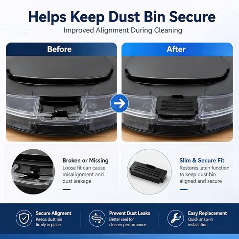 Dust Bin Clip Replacement for Shark Matrix Plus Robot Vacuum | 2-Pack, TPU Clip, Snap-In Design, Secure Locking, Replacement Part, For Robot Vacuum Dust Bin, Home Cleaning in Kuwait