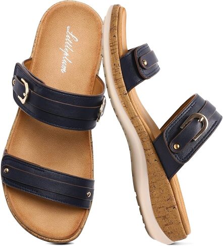 Littleplum Women's Flat Sandals Arch Support Comfortable Slide Sandals Open Toe Orthotic Walking Sandals in Kuwait
