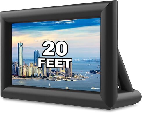 GYUEM 20 feet Inflatable Portable Projector Movie Screen - Huge Air-Blown Cinema Projection Screen Package with Rope, Blower,Tent Stakes - Front & Rear Projection,for Outdoor Party Backyard Pool Fun in Kuwait